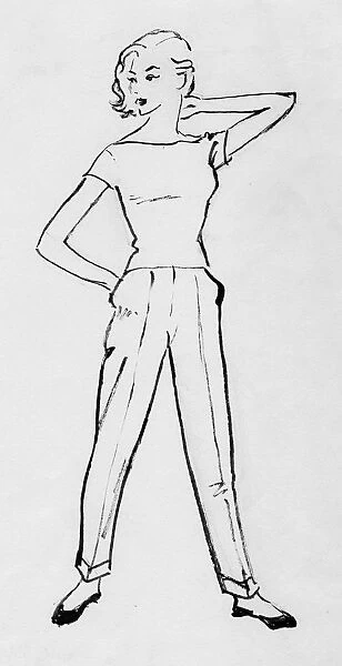 Woman in cigarette pants, c1950. Creator: Shirley Markham
