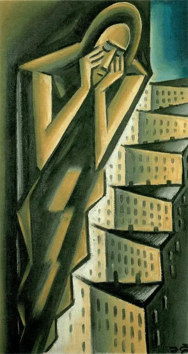 Framed Print : Woman over the City, ca 1917-1920. Artist: Capek, Karel (1890-1938) Framed Print : Woman over the City, ca 1917-1920. Artist: Capek, Karel (1890-1938)