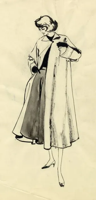 Framed Print : Woman in coat and full skirt, c1950. Creator: Shirley Markham Framed Print : Woman in coat and full skirt, c1950. Creator: Shirley Markham
