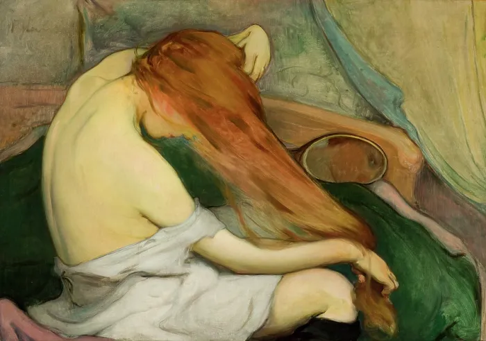 Framed Print : Woman Combing Her Hair, 1897. Creator: Wladyslaw Slewinski Framed Print : Woman Combing Her Hair, 1897. Creator: Wladyslaw Slewinski