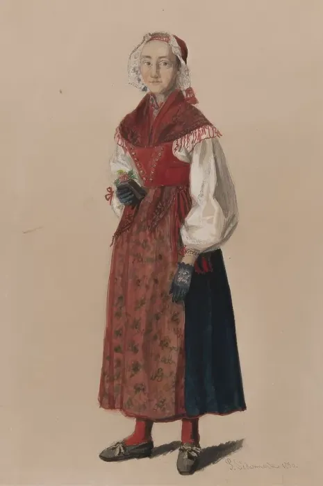Framed Print : Woman in costume, 1840-1889. Creator: Per Sodermark Framed Print : Woman in costume, 1840-1889. Creator: Per Sodermark