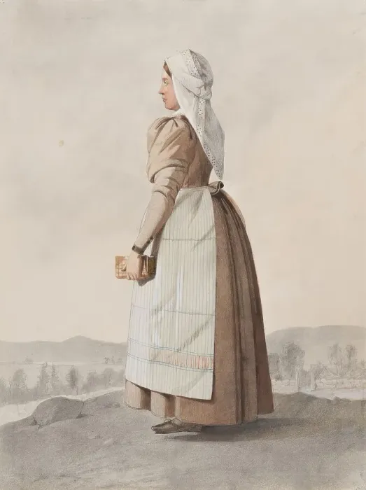 Framed Print : Woman in costume in profile, 1810-1857. The first booklet of the 19th century. Creator: Otto Wallgren Framed Print : Woman in costume in profile, 1810-1857. The first booklet of the 19th century. Creator: Otto Wallgren