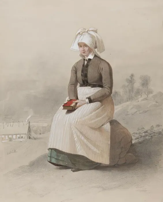 Framed Print : Woman in costume, seated full length, 1810-1857. Creator: Otto Wallgren Framed Print : Woman in costume, seated full length, 1810-1857. Creator: Otto Wallgren