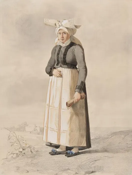 Framed Print : Woman in costume, standing full-length with a landscape in the background. Creator: Otto Wallgren Framed Print : Woman in costume, standing full-length with a landscape in the background. Creator: Otto Wallgren