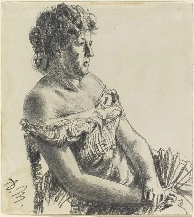 Framed Print : Woman in Court Dress. Creator: Adolph Menzel Framed Print : Woman in Court Dress. Creator: Adolph Menzel