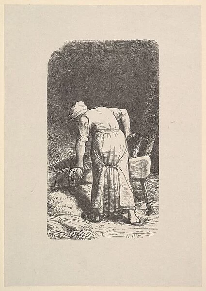 Woman Cutting Wheat, 1853. Creator: Jacques-Adrien Lavieille
