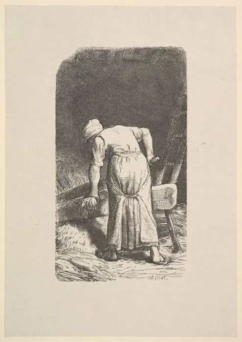Framed Print : Woman Cutting Wheat, 1853. Creator: Jacques-Adrien Lavieille Framed Print : Woman Cutting Wheat, 1853. Creator: Jacques-Adrien Lavieille