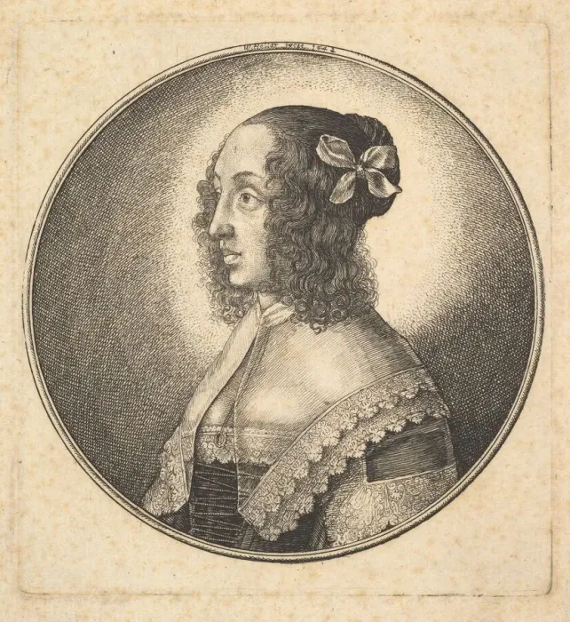 Framed Print : Woman with dark hair and a bow in profile to the left, 1642. Creator: Wenceslaus Hollar Framed Print : Woman with dark hair and a bow in profile to the left, 1642. Creator: Wenceslaus Hollar