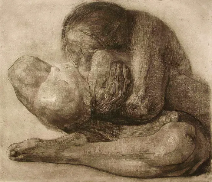 Framed Print : Woman and Dead Child (Frau mit Totem Kind), 1903, printed 1918. Creator: Kathe Kollwitz Framed Print : Woman and Dead Child (Frau mit Totem Kind), 1903, printed 1918. Creator: Kathe Kollwitz