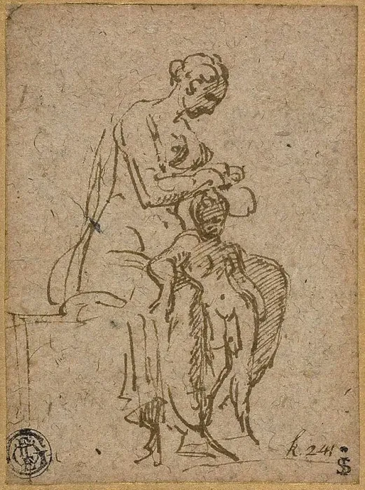Framed Print : Woman Delousing a Child, 1524 / 27. Creator: Parmigianino Framed Print : Woman Delousing a Child, 1524 / 27. Creator: Parmigianino