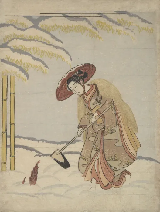Framed Print : Woman Digging Bamboo Shoots in the Snow, or Parody of Meng Zong (Moso), from Twenty-Fo Framed Print : Woman Digging Bamboo Shoots in the Snow, or Parody of Meng Zong (Moso), from Twenty-Fo