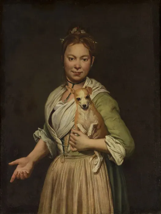 Framed Print : A Woman with a Dog, 1740s. Creator: Giacomo Ceruti Framed Print : A Woman with a Dog, 1740s. Creator: Giacomo Ceruti