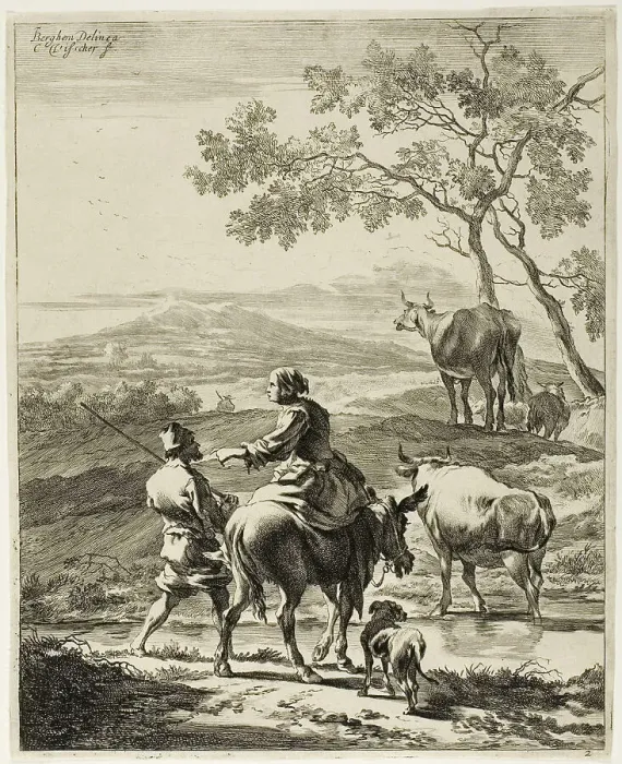 Framed Print : Woman on a Donkey, 1650 / 60. Creator: Cornelis de Visscher Framed Print : Woman on a Donkey, 1650 / 60. Creator: Cornelis de Visscher