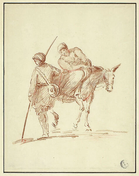 Woman on Donkey Accompanied by Man, 1640 / 1799. Creator: Unknown
