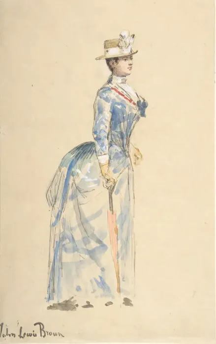 Framed Print : Woman Dressed in Blue, 19th century. Creator: John-Lewis Brown Framed Print : Woman Dressed in Blue, 19th century. Creator: John-Lewis Brown
