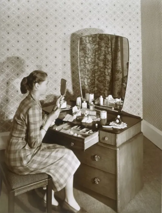 Framed Print : Woman at her dressing table, c1955. Creator: English Photographer (20th Century) Framed Print : Woman at her dressing table, c1955. Creator: English Photographer (20th Century)