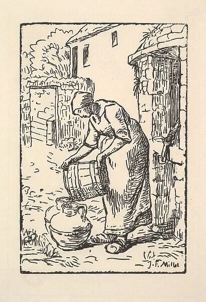 Woman Emptying a Bucket, 1834-75. Creator: Pierre Millet
