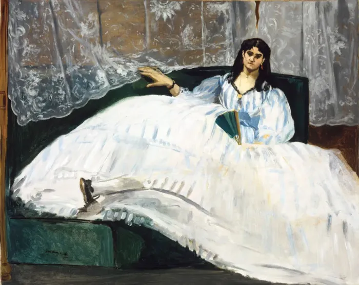 Framed Print : Woman with a Fan, 1862. Artist: Manet, Edouard (1832-1883) Framed Print : Woman with a Fan, 1862. Artist: Manet, Edouard (1832-1883)