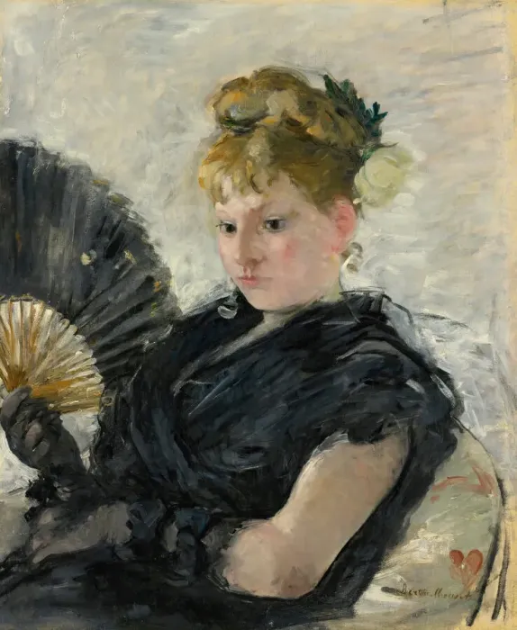 Framed Print : Woman with a fan, 1876. Creator: Morisot, Berthe (1841-1895) Framed Print : Woman with a fan, 1876. Creator: Morisot, Berthe (1841-1895)