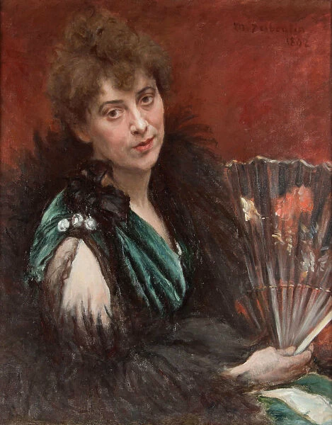 Woman with fan, 1892. Creator: Desboutin, Marcellin Gilbert (1823-1902)