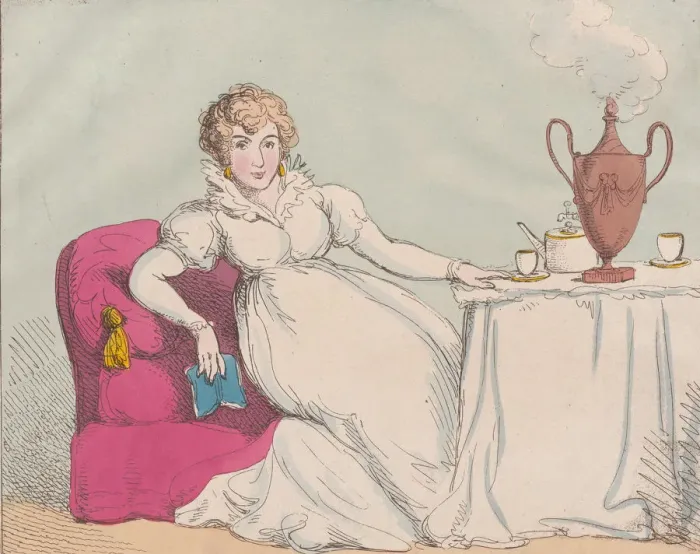 Framed Print : A Woman of Fashions Journal, May 1, 1802. May 1, 1802. Creator: Thomas Rowlandson Framed Print : A Woman of Fashions Journal, May 1, 1802. May 1, 1802. Creator: Thomas Rowlandson