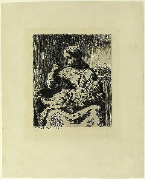 Woman Feeding Her Child, 1861. Creator: Jean Francois Millet