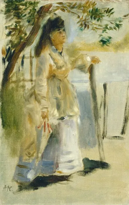 Framed Print : Woman by a Fence, 1866. Creator: Pierre-Auguste Renoir Framed Print : Woman by a Fence, 1866. Creator: Pierre-Auguste Renoir