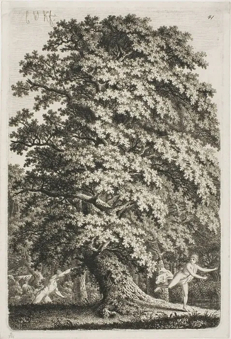 Framed Print : Woman Fleeing from a Man Holding a Lance in the Forest, 1796 / 1800. Creator: Carl Wilhelm Kolbe the elder Framed Print : Woman Fleeing from a Man Holding a Lance in the Forest, 1796 / 1800. Creator: Carl Wilhelm Kolbe the elder