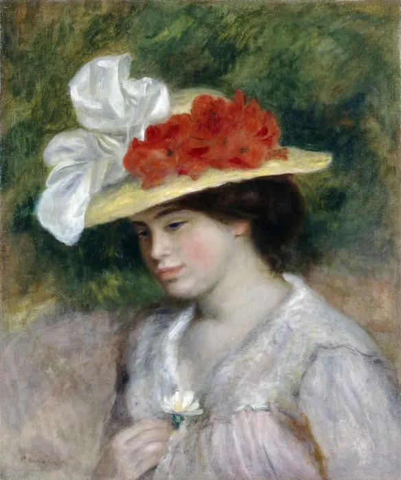 Framed Print : Woman in a Flowered Hat, 1889. Artist: Renoir, Pierre Auguste (1841-1919) Framed Print : Woman in a Flowered Hat, 1889. Artist: Renoir, Pierre Auguste (1841-1919)
