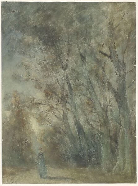 Woman on a forest path, 1838-1915. Creator: Johannes Gysbert Vogel