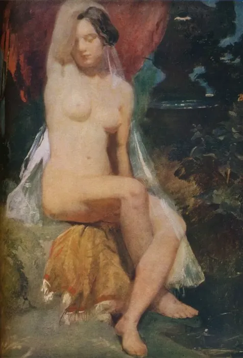 Framed Print : Woman at a Fountain, c1840 Framed Print : Woman at a Fountain, c1840