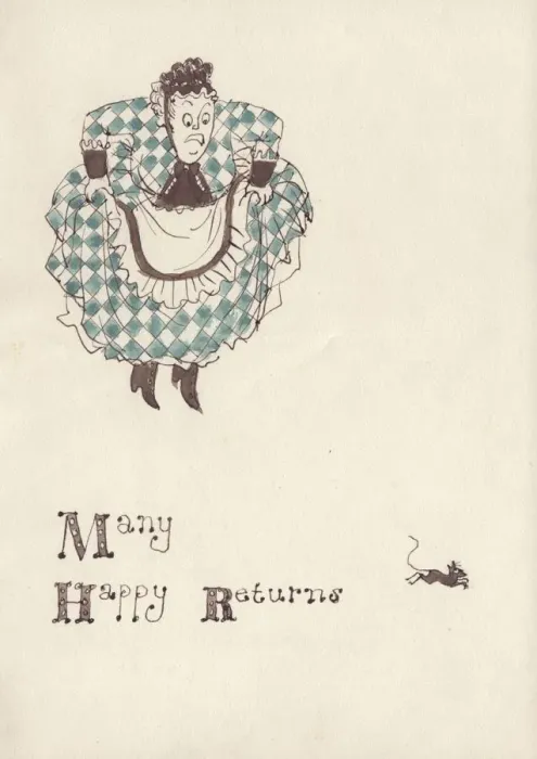 Framed Print : Woman being frightened by a mouse, c1950. Creator: Shirley Markham Framed Print : Woman being frightened by a mouse, c1950. Creator: Shirley Markham