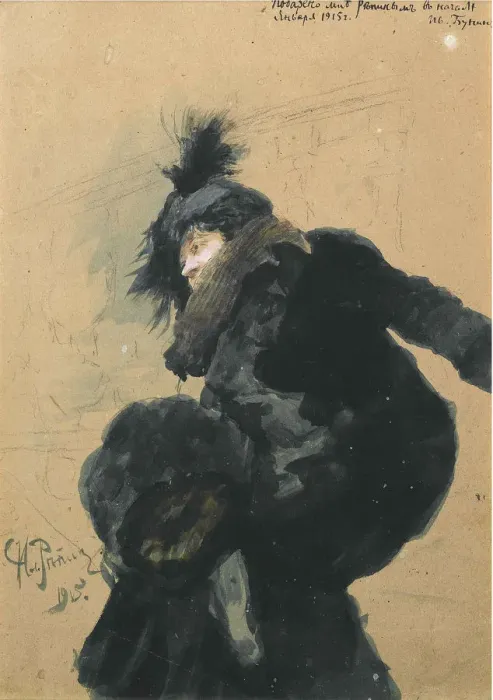Framed Print : Woman in Fur Coat, 1915. Artist: Repin, Ilya Yefimovich (1844-1930) Framed Print : Woman in Fur Coat, 1915. Artist: Repin, Ilya Yefimovich (1844-1930)