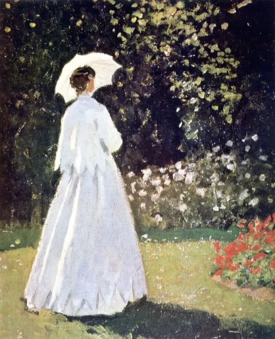 Framed Print : Woman in the Garden, Sainte Adresse, detail, 1867. Artist: Claude Monet Framed Print : Woman in the Garden, Sainte Adresse, detail, 1867. Artist: Claude Monet