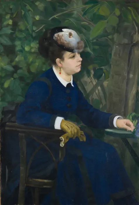Framed Print : Woman in a Garden (Woman with a Seagull Hat), 1868. Creator: Renoir Framed Print : Woman in a Garden (Woman with a Seagull Hat), 1868. Creator: Renoir
