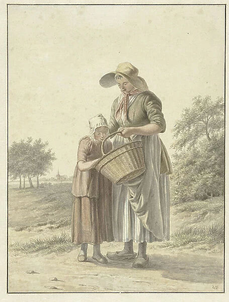 Woman and girl on a country road, 1788-1849. Creator: Johan Christiaan Willem Safft