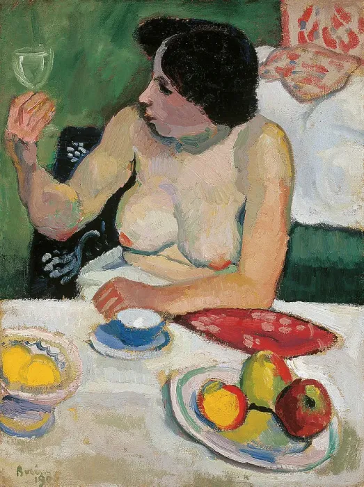 Framed Print : Woman with glass, 1906. Creator: Berény, Róbert (1887-1953) Framed Print : Woman with glass, 1906. Creator: Berény, Róbert (1887-1953)