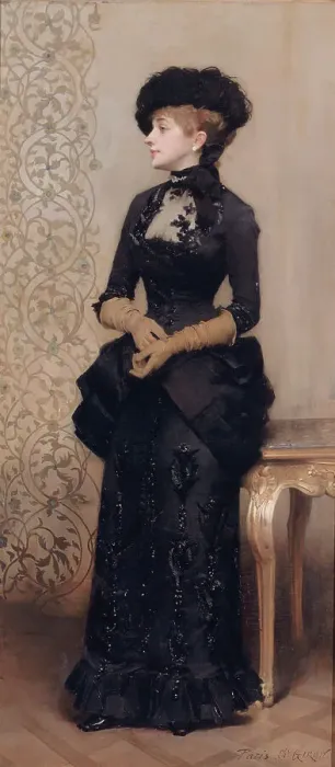 Framed Print : Woman with gloves, called La Parisienne, c1883. Creator: Charles Giron Framed Print : Woman with gloves, called La Parisienne, c1883. Creator: Charles Giron
