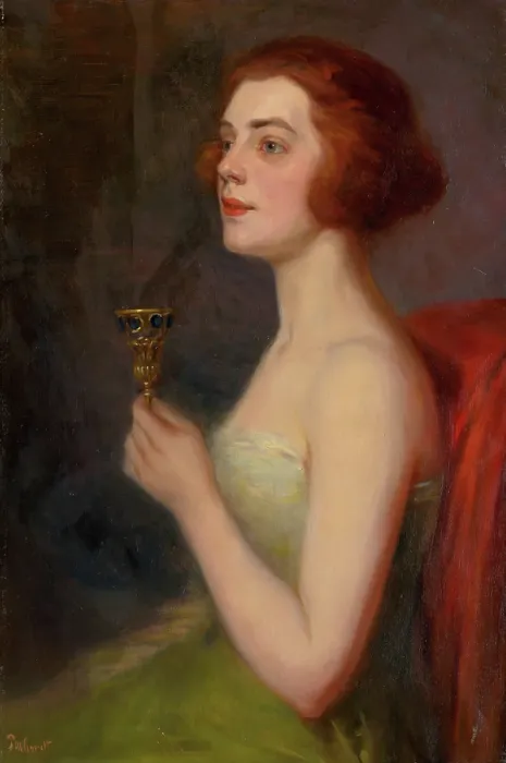 Framed Print : Woman with a Goblet, around 1910. Creator: Ludovit Pitthordt Framed Print : Woman with a Goblet, around 1910. Creator: Ludovit Pitthordt