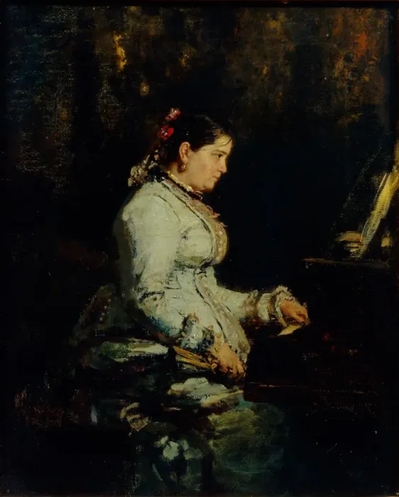 Framed Print : Woman at a Grand Piano, 1880. Artist: Repin, Ilya Yefimovich (1844-1930) Framed Print : Woman at a Grand Piano, 1880. Artist: Repin, Ilya Yefimovich (1844-1930)