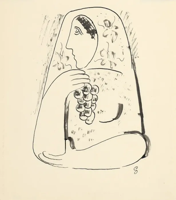 Framed Print : Woman with grapes, 1937-1938. Creator: Mikulas Galanda Framed Print : Woman with grapes, 1937-1938. Creator: Mikulas Galanda