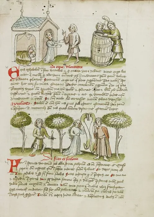 Framed Print : A Woman Greating a Man before her House in which a Man and A Woman... third quarter of 15th century Creator: Unknown Framed Print : A Woman Greating a Man before her House in which a Man and A Woman... third quarter of 15th century Creator: Unknown