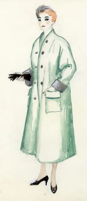 Framed Print : Woman in green coat, c1950. Creator: Shirley Markham Framed Print : Woman in green coat, c1950. Creator: Shirley Markham