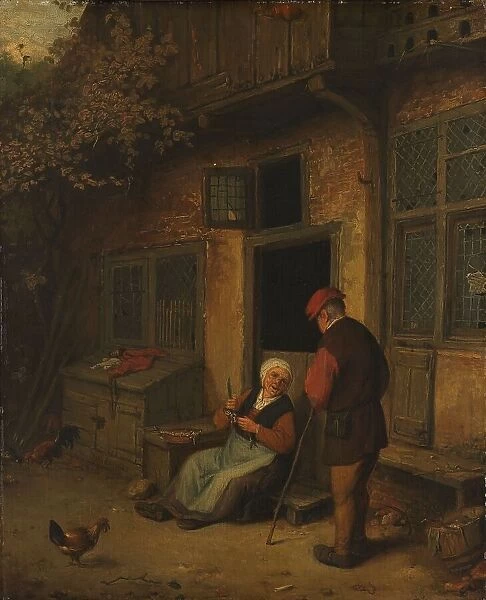 A Woman gutting Herrings in front of her House, 1678. Creator: Unknown