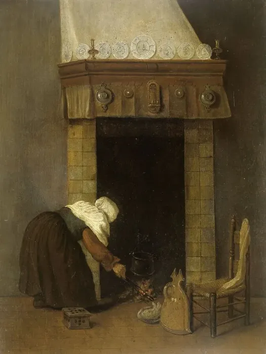 Framed Print : Woman at the Hearth, 1654-1662. Creator: Jacobus Vrel Framed Print : Woman at the Hearth, 1654-1662. Creator: Jacobus Vrel