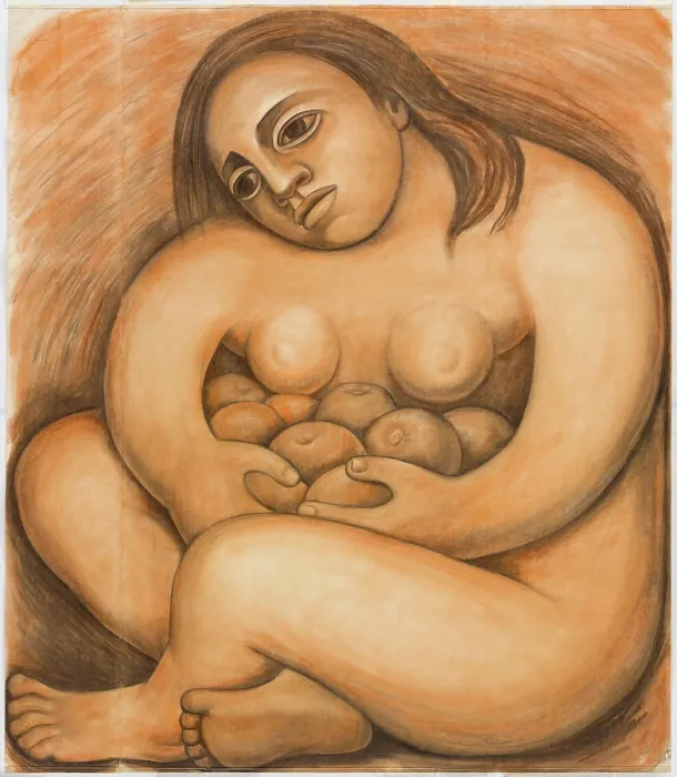 Framed Print : Woman Holding Fruit, 1932. Creator: Diego Rivera Framed Print : Woman Holding Fruit, 1932. Creator: Diego Rivera