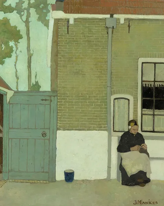 Framed Print : Woman in front of her house, 1914. Creator: Jan Mankes Framed Print : Woman in front of her house, 1914. Creator: Jan Mankes