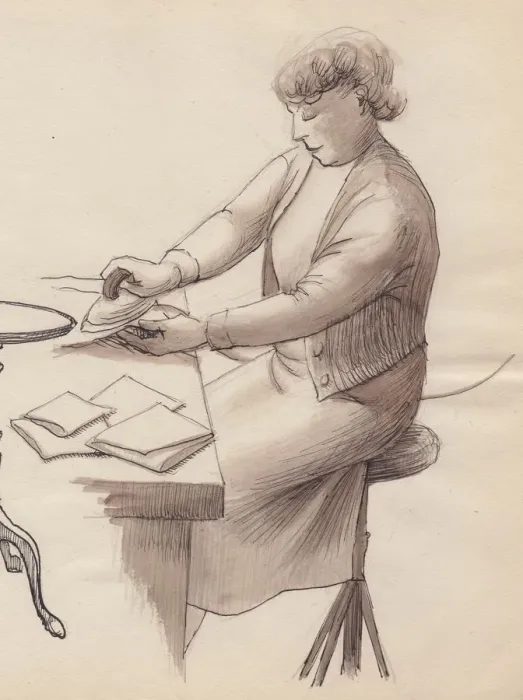 Framed Print : Woman ironing, 1951. Creator: Shirley Markham Framed Print : Woman ironing, 1951. Creator: Shirley Markham