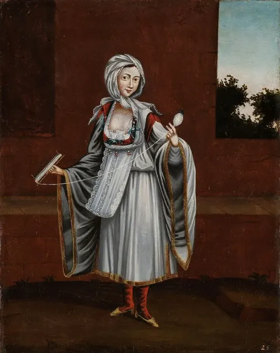 Framed Print : Woman from the Island of Kithnos (Thermia), 1700-1737. Creator: Workshop of Jean Baptiste Vanmour Framed Print : Woman from the Island of Kithnos (Thermia), 1700-1737. Creator: Workshop of Jean Baptiste Vanmour
