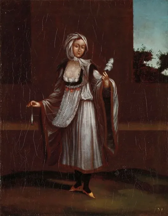 Framed Print : Woman from the Island of Patmos, 1700-1737. Creator: Workshop of Jean Baptiste Vanmour Framed Print : Woman from the Island of Patmos, 1700-1737. Creator: Workshop of Jean Baptiste Vanmour